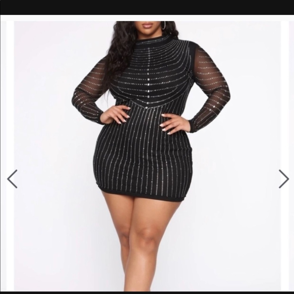 Fashion nova black and jewels mini dress size xl